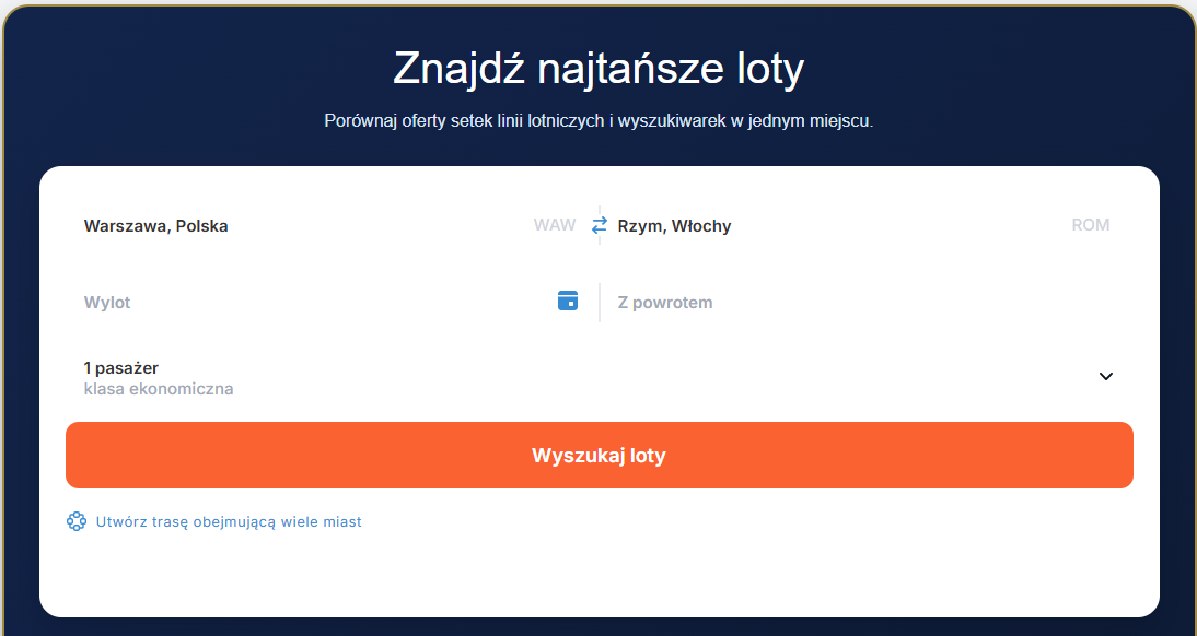 Klasyczna wyszukiwarka lotów Guide4Flight